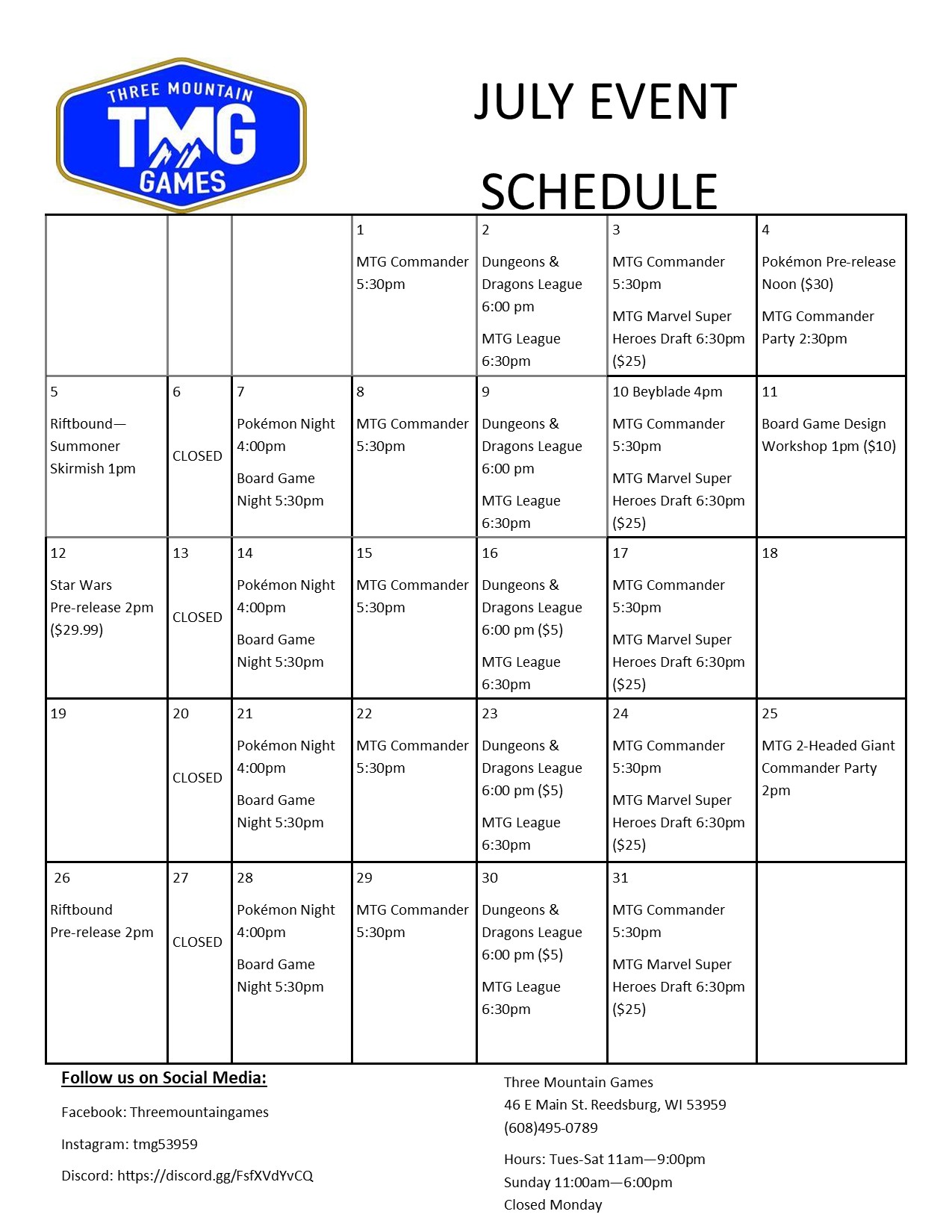 July Calendar